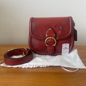NWT Coach Beat Saddle Customized Red Sand Glovetanned Leather